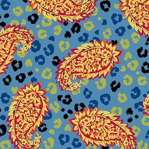 ELLERY - Paisley Skin in Blue - Yellow Red Animal Swirl Cotton Quilt Fabric - Ink & Arrow Fabrics for Quilting Treasures - 26286-B (W5345)