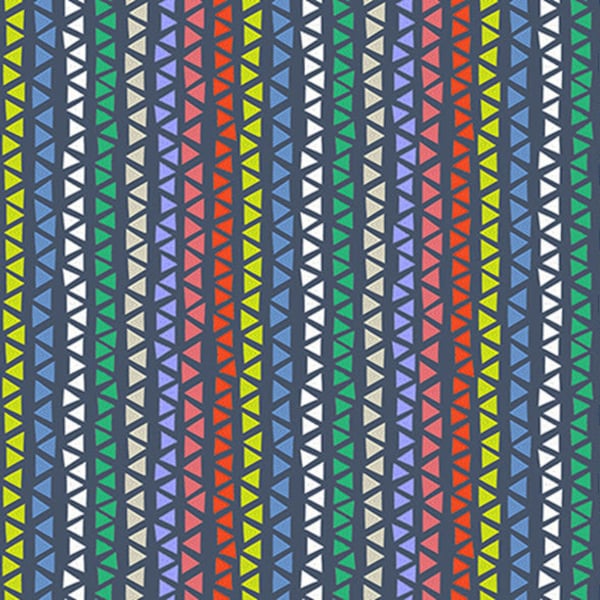 ALPACA PICNIC - Triangle Stripe Navy Blue - Geometric Cotton Quilt Fabric - by Studio 8 for Quilting Treasures Fabrics - 26546-N (W5863)