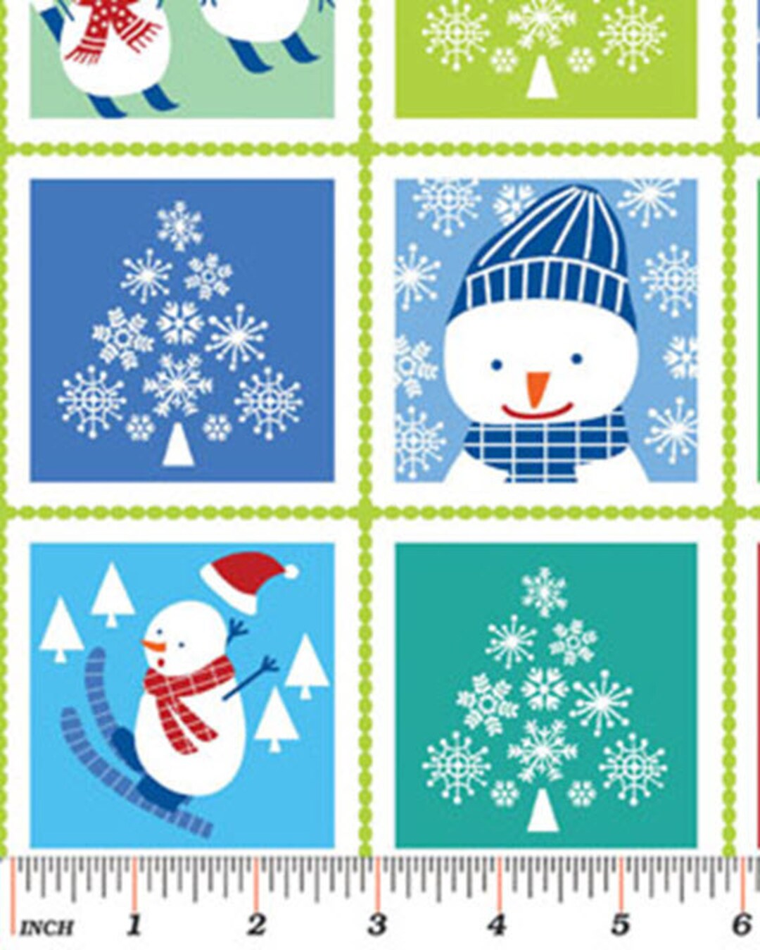 Snow Man - sigetti SNOW DAYS - Snow Day Patch in Red Multi - Blue Green Snowman