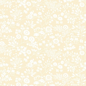 BETTER BASICS DELUXE (Basic) - Floral Garden in White / Ecru - Tan Flowers Cotton Quilt Fabric Blender - Benartex Fabrics - 7809-07 (W7450)