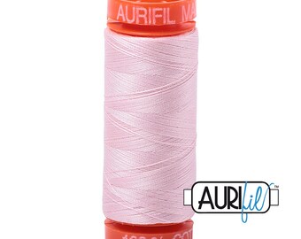 AURIFIL Mako 50 wt Cotton Quilt Thread - Pale Pink 2410 - Small Spool Premium Quality Light Pink - 220 yd / 200 m - W1650-2410