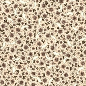 LOST SONG - Packed Flowers in Cream - Tan Floral Cotton Quilt Fabric - Mirabelle Santoro for Quilting Treasures Fabrics - 26710-E (W5874)