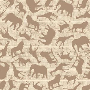 WISDOM of the PLAINS - Animal Toss in Tan - Cotton Animals Quilt Fabric - Tara Reed for Quilting Treasures Fabrics - 24281-E (W4101)