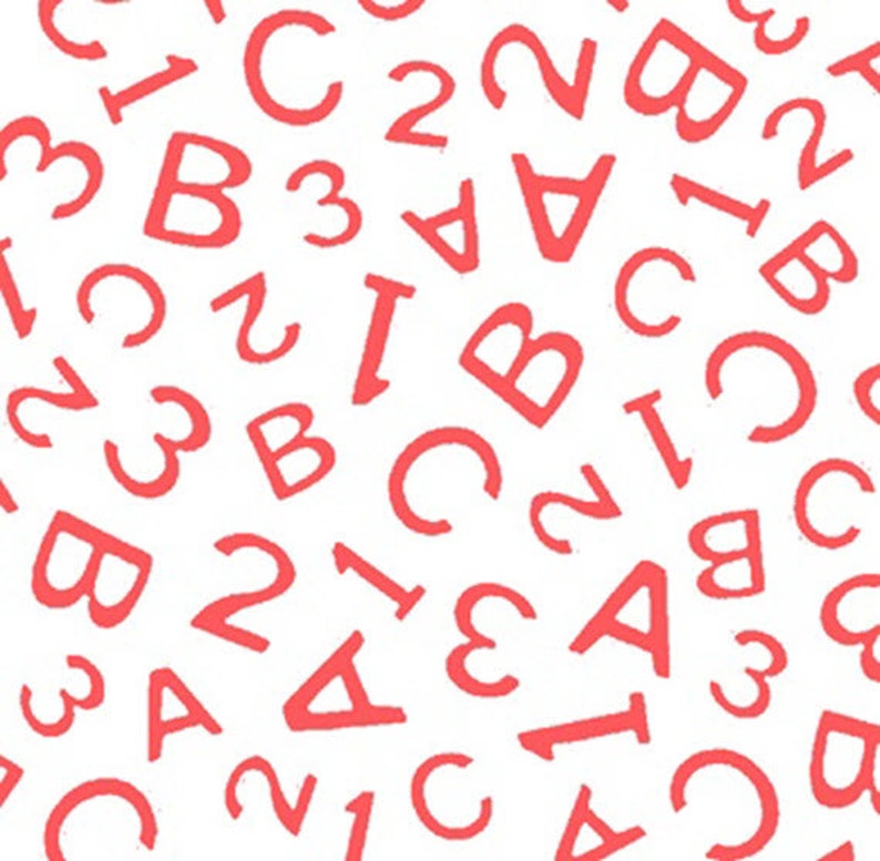 Toss Lettering Learning is Fun! - Letters Toss in Red - Cotton Quilt Fabric - by ...