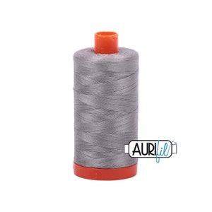 AURIFIL MK50 - Stainless Steel 2620 Large Spool - 50wt Mako - Grey / Gray Cotton Quilt Thread - 1422 yd / 1300 m - W7577-2620