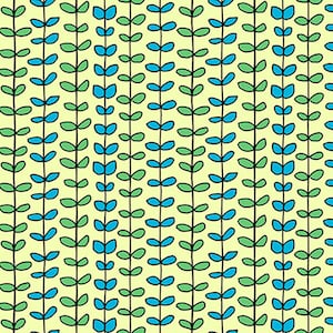 HOUSE on the HILL - Leaf Stripe in Pale Green - Blue Cotton Quilt Fabric - Lisa Jane Smith for Quilting Treasures Fabrics - 26269-H (W5508)