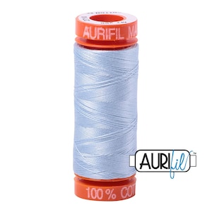 AURIFIL Mako 50 wt Cotton Quilt Thread - Light Robins Egg 2710 - Blue Premium Quality Small Spool - 220 yd / 200m - W1650-2710