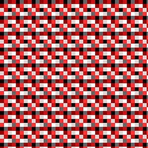 May include: A red, black, white, and gray checkered pattern.