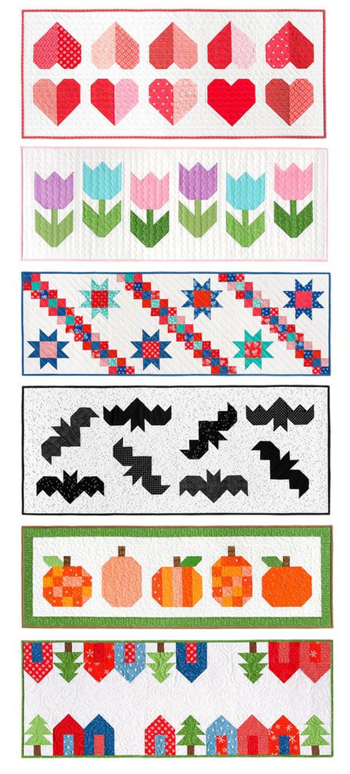 Modern HOLIDAY TABLE RUNNERS Quilt Pattern 186 by Cluck Cluck Etsy