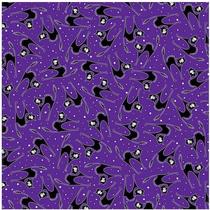 HALLOWEEN PARTY - Scaredy Cat in Purple - Black Cats Cotton Quilt Fabric - Kanvas Studio for Benartex Fabrics - 12554-66 (W8597)