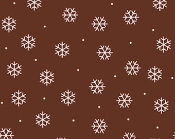 25" Remnant NORTH WOODS NEIGHBORS - Snowflakes in Brown - Snowflake Cotton Quilt Fabric - Quilting Treasures Fabrics - 26857-A (W5009)