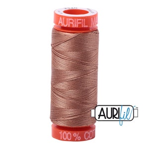 AURIFIL Mako 50 wt Cotton Quilt Thread - Cafe' Au Lait 2340 - Small Spool Tan Brown Premium Quality - 220 yd / 200 m - W1650-2340