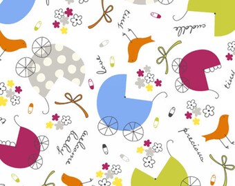 PRECIOUS - Carriage Toss in Multi - Blue Pink Green Baby Cotton Quilt Fabric - Another Point of View for Windham Fabrics - 36347-X (W2632)