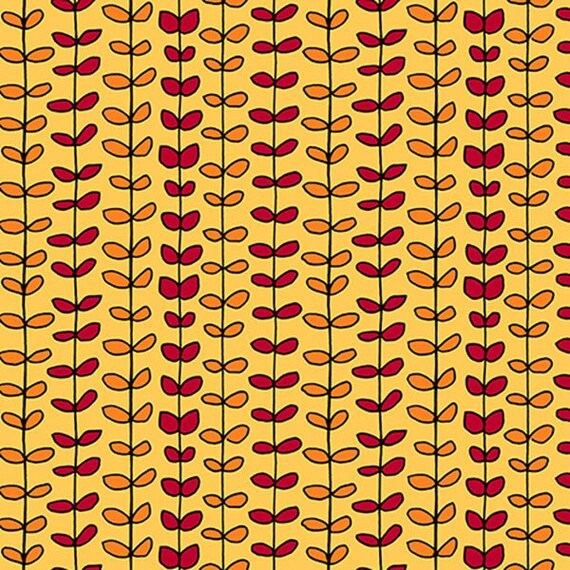 HOUSE on the HILL - Leaf Stripe in Yellow - Orange Cotton Quilt