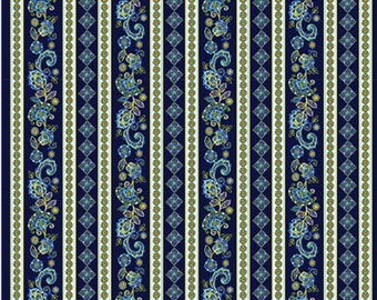 BLUE HORIZON - Stripe in Navy - Blue Green Stripes Cotton Quilt Fabric Blender - Kanvas Studio - Benartex Fabrics - 9960-55 (W7942)