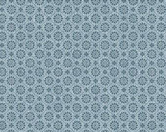GARDEN HAPPY - Geo Happy in Blue - Geometric Flower Floral Cotton Quilt Fabric Blender - Beth Albert - Benartex Fabrics - 9427-55 (W8102)