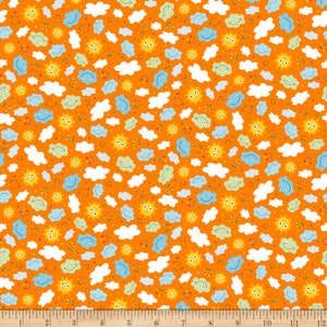 SAFARI in the SKY - Sunshine Clouds in Orange - Cotton Quilt Fabric - House of Turnowsky for Quilting Treasures Fabrics - 26965-O (W6336)