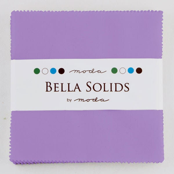 BELLA SOLIDS Charm Pack in Hyacinth - (42) 5" x 5" Squares - Purple Cotton Quilt Fabric Precuts - Moda Fabrics - 9900PP-93 (W7141)