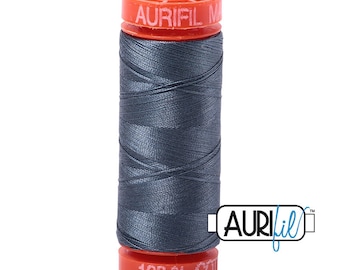 AURIFIL Mako 50 wt Cotton Quilt Thread - Medium Grey 1158 - Premium Quality Gray Small Spool - 220 yd / 200m - W1650-1158