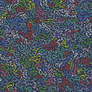 ALPACA PICNIC - Curly Cues in Dark Navy Blue - Swirl Cotton Quilt Fabric - by Studio 8 for Quilting Treasures Fabrics - 26545-N (W5862)