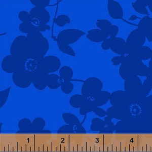 SPIN - Medium Floral in Blue - Flower Cotton Quilt Fabric Blender - by Whistler Studios for Windham Fabrics - 34031-7 (W1264)