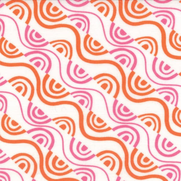 DAYDREAMS - Cadence in Persimmon - Orange Pink Swirl Cotton Quilt Fabric - designed by Kate Spain for Moda Fabrics - 27175-13 (W2788)