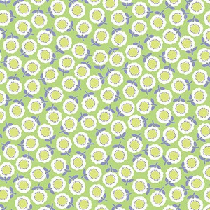 FUNNY BUNNIES - Cozy Posie in Lime Green - Easter Floral Cotton Quilt Fabric - by Kanvas Studios for Benartex Fabrics - 8544-44 (W4791)