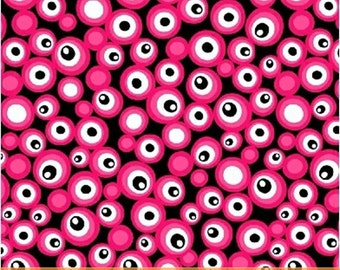 GRAFFITI - Dots in Pink - Black White  Dot Cotton Quilt Fabric - by Another Point of View for Windham Fabrics - 37404-4 (W2658)