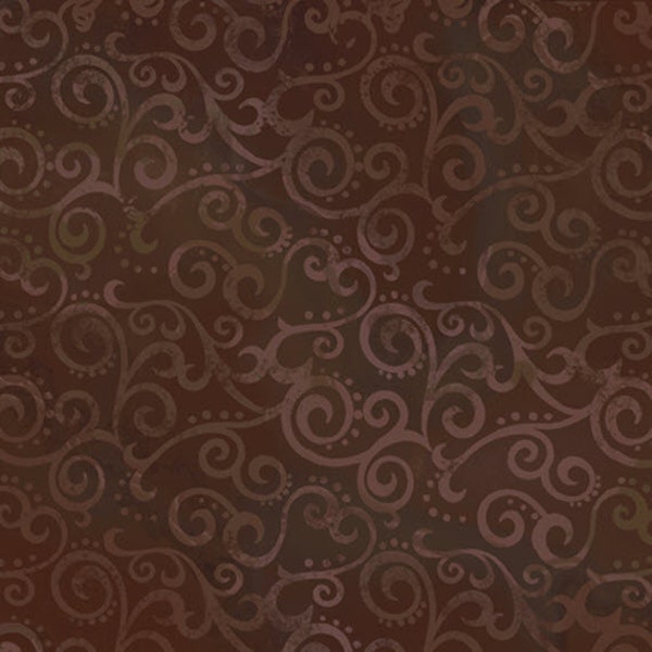 OMBRE SCROLL - Ombre Scroll in Root Beer - Brown Blender Cotton Quilt Fabric - Swirl Swirls - Quilting Treasures Fabrics - 24174-AT (W4866)