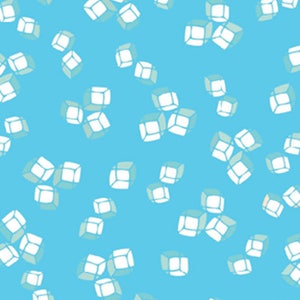 May include: A seamless pattern of white 3D cubes on a light blue background.