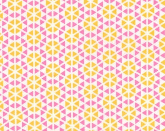 HUBBA HUBBA - Hexi Geometric in Pink and Orange - Bold Fun Flirty Cotton Quilt Fabric - My Sister & Me for Moda Fabrics - 22214-18 (W3959)