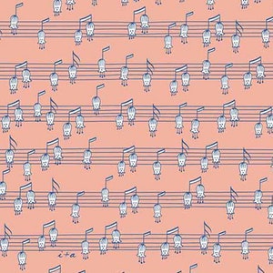 MELODIE - Musical Notes in Peach - Orange Blue Music Note Cotton Quilt Fabric - Ink & Arrow Fabrics for Quilting Treasures - 26310-C (W5375)