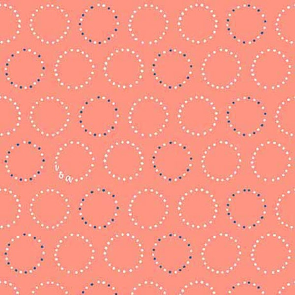 MELODIE - Circle Geometric in Dark Peach - Orange Blue Dot Cotton Quilt Fabric -Ink & Arrow Fabrics for Quilting Treasures - 26311-C (W5378)