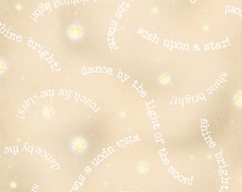 SHINE BRIGHT - Words and Stars in Light Tan - Cotton Quilt Fabric - by Stacey Yacula for Quilting Treasures Fabrics - 24288-A (W4067)