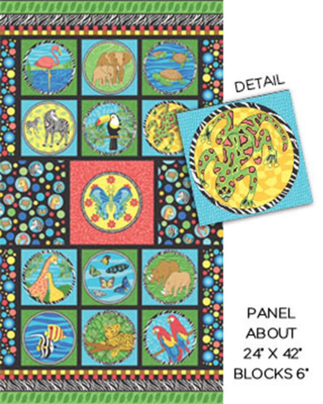GENIUSES GO WILD Panel Go Wild Panel in Multi Colorful Wild Animal
