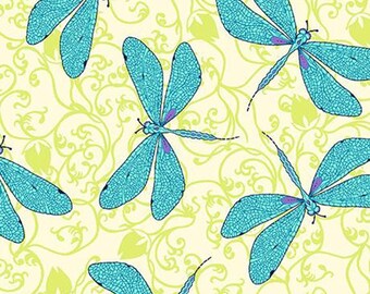 by Junebee for Quilting Treasures Fabrics Green Scrolls Swirl Swirls Cotton Quilt Fabric HAYDEN Scroll in Blue 26306-B W5365