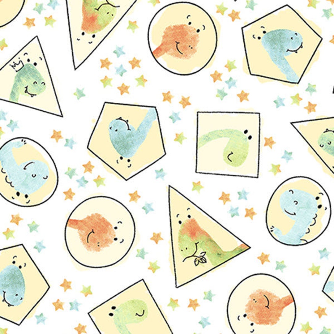 DINOMITE Dinosaur Head Geometrics in White Cute Kids Cotton Quilt