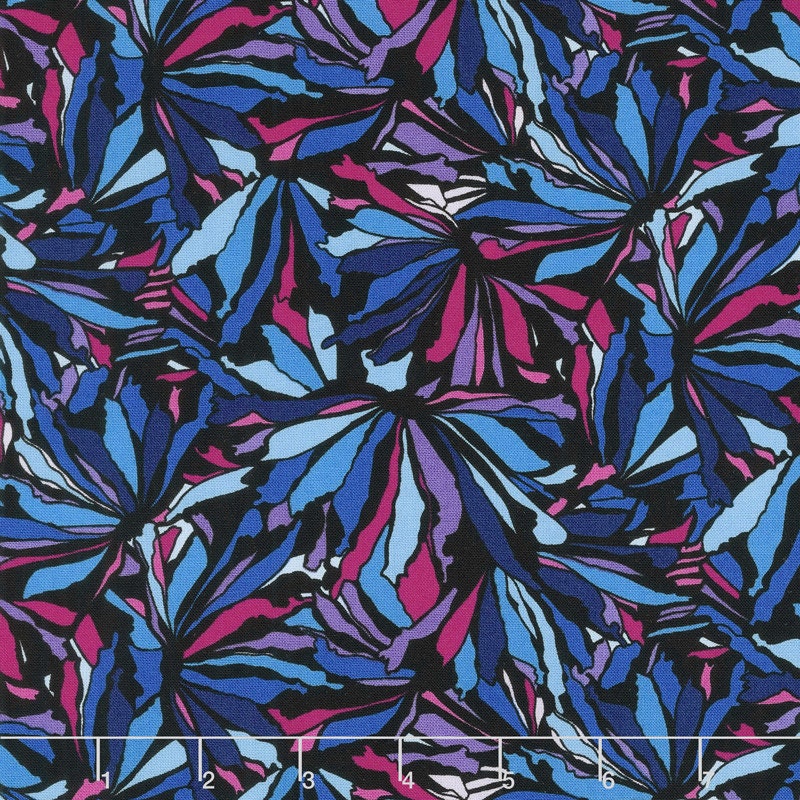 MIDNIGHT POPPIES - Mosaic Petals in Midnight / Fuchsia