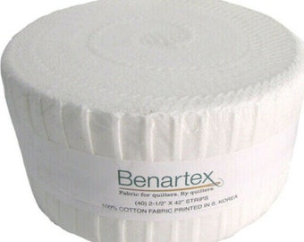 Benartex Basics - Solid White PINWHEEL - (42) 2 1/2" x 44" strips - Precut Premium Cotton Quilt Fabric - Benartex Fabrics - PWWHIPK (W6174)