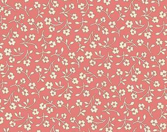 HARLOW - Floral Spray in Light Coral - Vintage Look Orange Cream Floral Cotton Quilt Fabric - Quilting Treasures Fabrics - 26513-C (W5850)