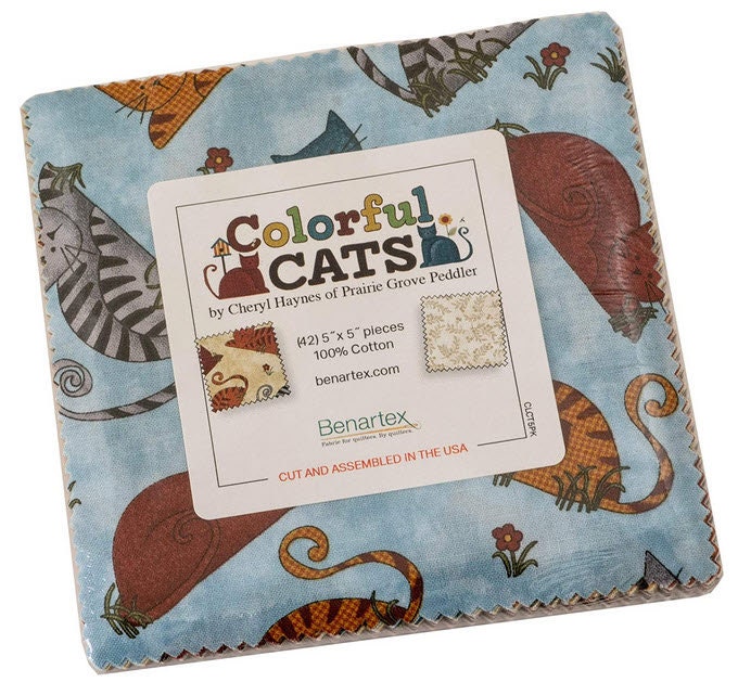 Cat Fabric Squares for Kids,Baby Girl Charm Packs for Quilting,100% Cotton  Fabric 42-5 Quilt Squares for Sewing SZRUIZFZ