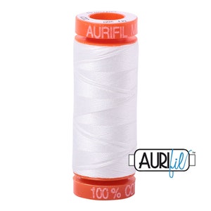 AURIFIL Mako 50 wt Cotton Quilt Thread - Natural White 2021 - Premium Quality Small Spool - 220 yd / 200m - W1650-2021