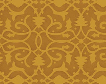 62" Remnant CHRISTMAS PURE and SIMPLE - Brocade in Amber - Brown Swirl Cotton Quilt Fabric - Benartex Fabrics - 4386-31 (W1784)