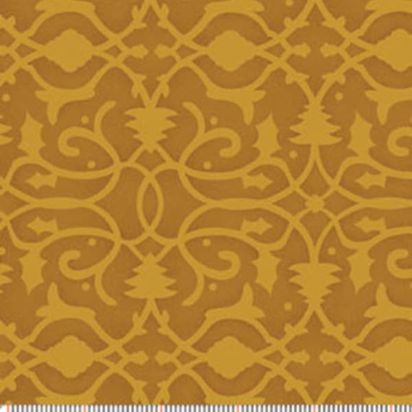 CHRISTMAS PURE and SIMPLE - Brocade in Amber - Brown Swirl Cotton Quilt Fabric - Nancy Halvorsen for Benartex Fabrics - 4386-31 (W1784)