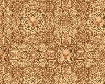 TIMBERLAND TRAIL - Lodge Medallion in Light Brown - Cotton Quilt Fabric - Dan Morris - Quilting Treasures Fabrics - 26809-A (W5041)