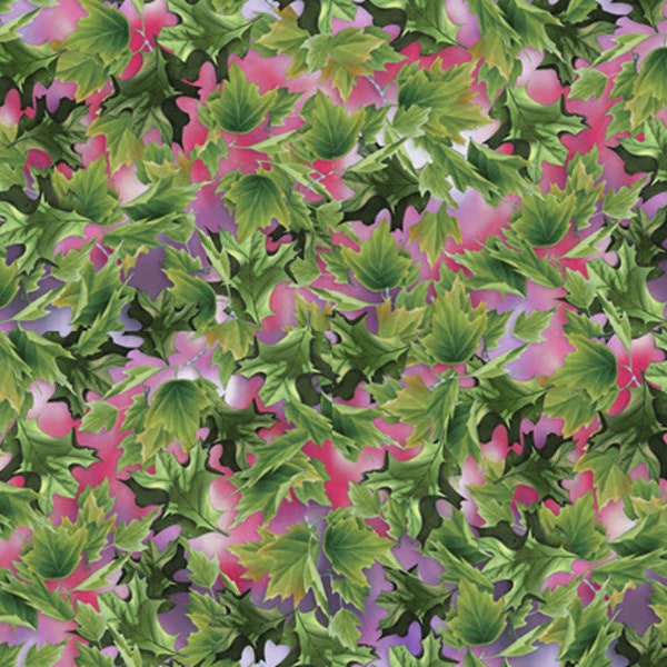 SONGBIRDS - Leaves in Pink - Purple Green Floral Cotton Quilt Fabric - Quilting Treasures Fabrics - 27788-P (W6665)