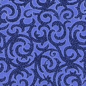 HARMONY - Scroll in Medium Blue - Scrolls Swirl Swirls Cotton Quilt Fabric - by Kanvas for Benartex Fabrics - 5518-50 (W1560)