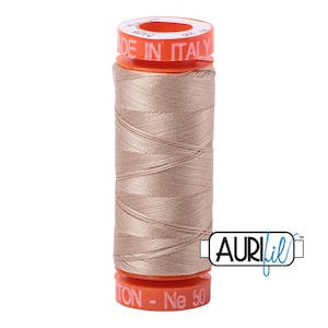 AURIFIL Mako 50 wt Cotton Quilt Thread - Sand 2326 - Small Spool Premium Quality Beige Tan - 218 yd / 200m - W1650-2326