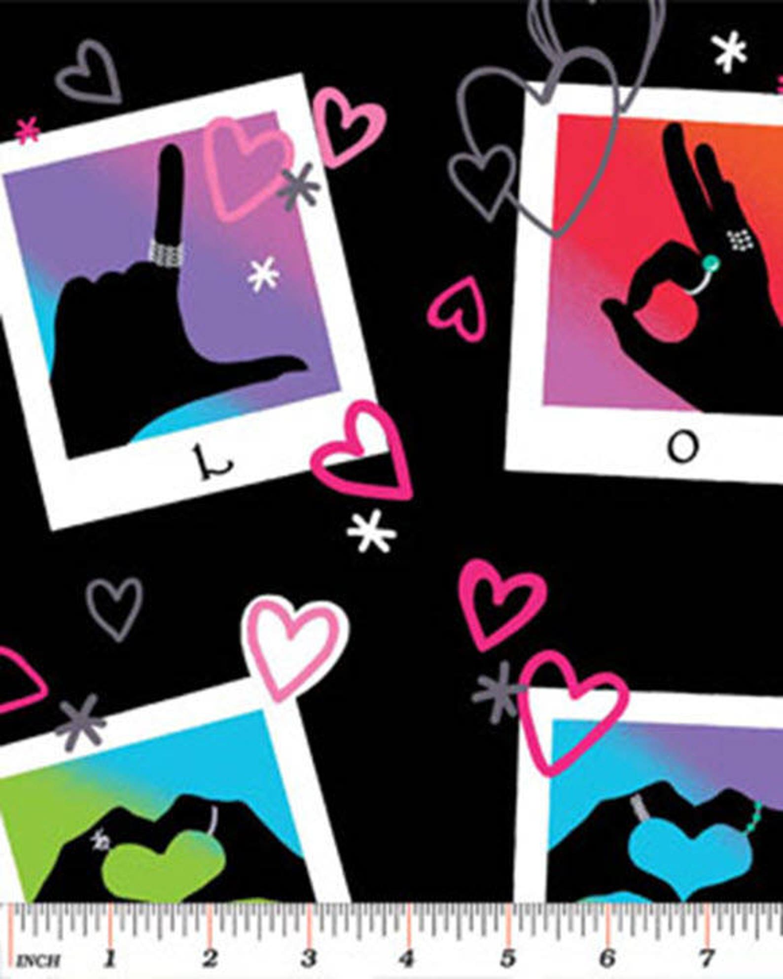 SIGNS OF LOVE in Black Sign Language Cotton Quilt Fabric Etsy