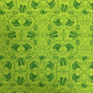 Islandia in Green - Floral Swirl Cotton Quilt Fabric - Molokai by Jessica Swift for Blend Fabrics (W1052)